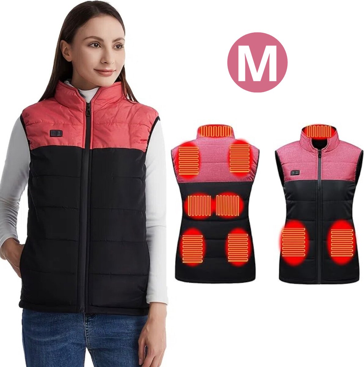 Bovista Verwarmde Bodywarmer - Heated Vest - Elektrische Bodywarmer - Jas - Winter - Oplaadbaar - Unisex - Maat M - Roze