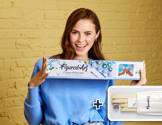 Figured'Art Schilderen op Nummer Volwassenen canvas IJsje op het strand- Handwerk acrylverf Kit DIY Compleet - 40x50cm met DIY houten lijst