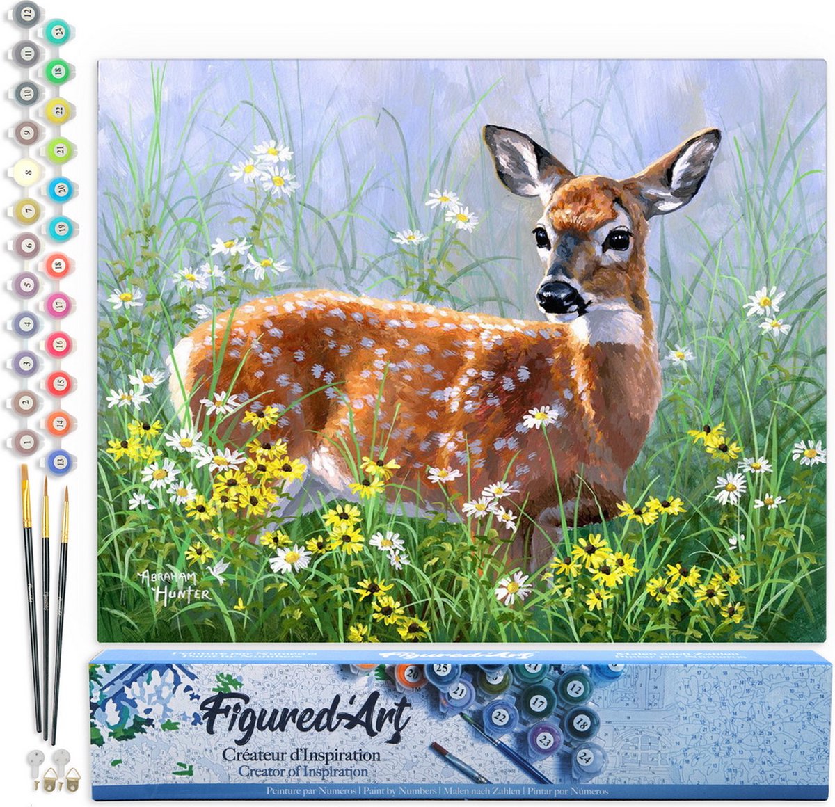 Figured'Art Peinture Par Numéro Adulte – Kit Complet Matinée Enneigée 40x50cm Avec Châssis Bois à Monter