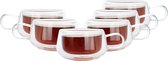 Bol.com OTIX Dubbelwandige Koffieglazen - met Oor - Set van 6 - Theeglazen - Transparant - 280ml aanbieding