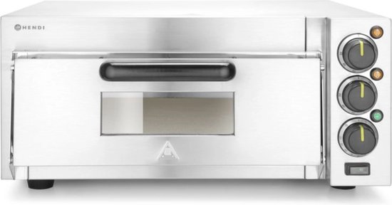 HENDI Compacte pizzaoven – vuurstenen vloer – 350°C – timer 120 min – zilver – 230V/2000W