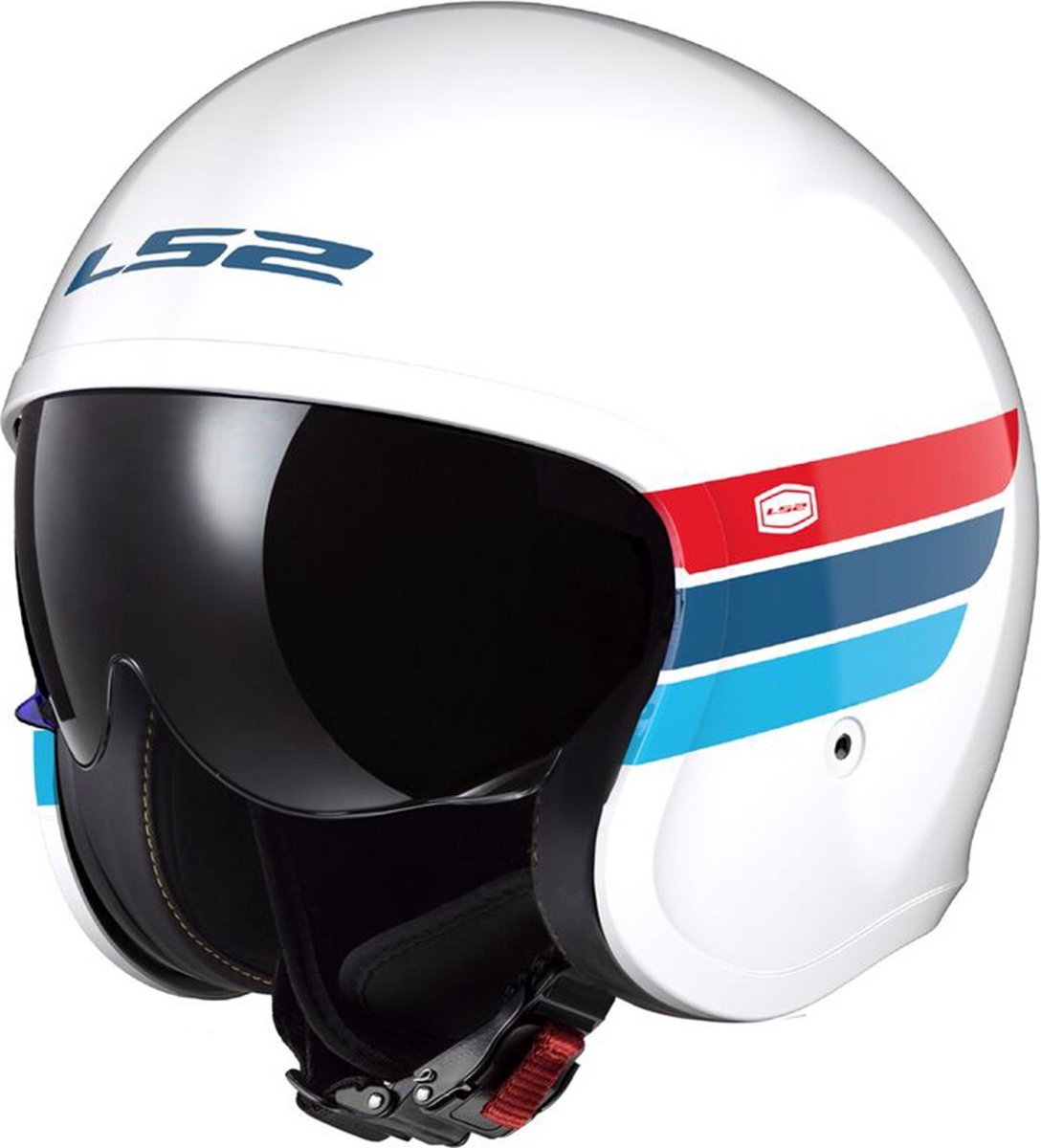LS2 Helm Spitfire II Retro OF599 wit / blauw maat S