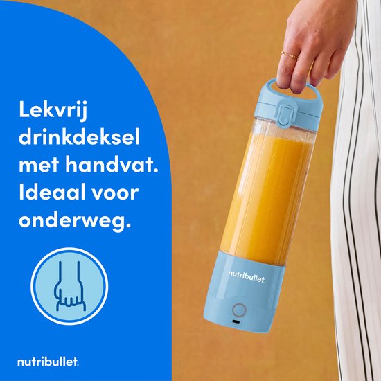 nutribullet Portable - Draagbare Blender To Go - Oplaadbare Blender - Mini Blender On The Go - Draadloos - Baby Blauw van Nutribullet — afbeelding 5