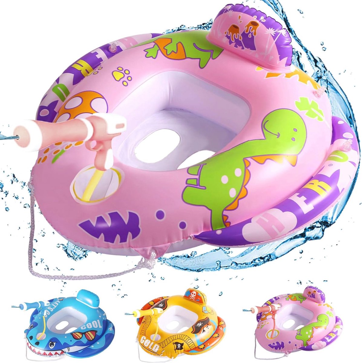 Opblaasbare zwemring met waterpistool voor kinderen van 3 tot 6 jaar