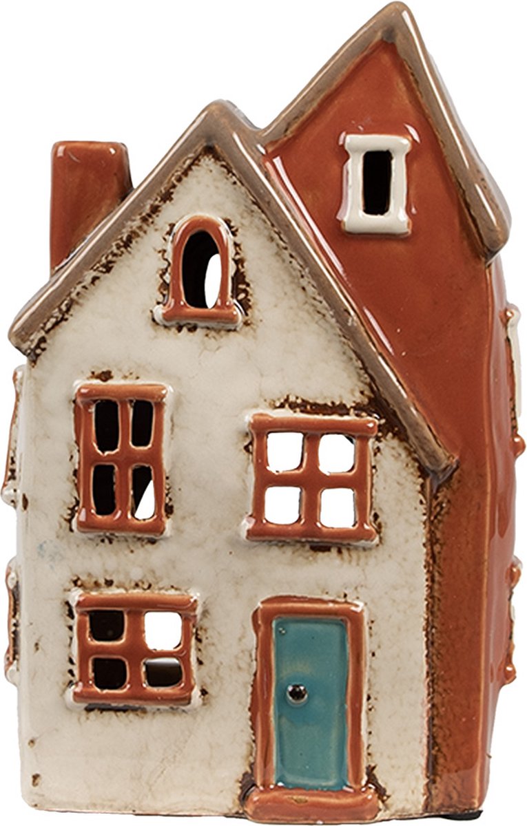 Waxinelichthouder Huis 13x8x20 cm Beige Keramiek