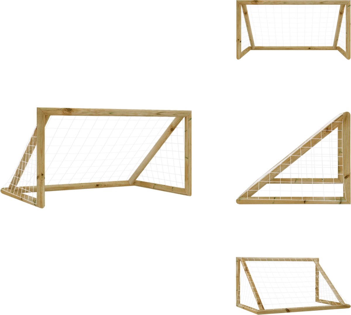 vidaXL Voetbaldoel - Voetbaldoelen - Houten Voetbaldoel - Houten Voetbaldoelen - Voetbaldoel met net 160x100x80 cm geïmpregneerd grenenhout