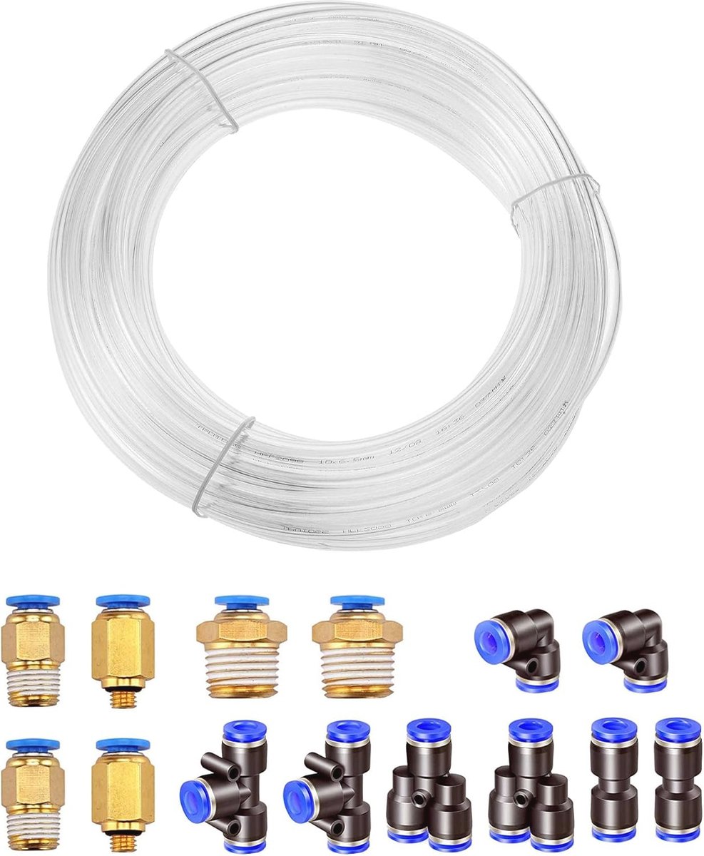 10 meter Flexibele Pneumatische Persluchtslang met Verbindingsstukken - Transparante PU-Slang 8mm x 5mm