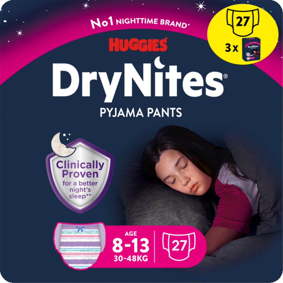 Goedkoopste Huggies DryNites luierbroekjes - meisjes - 8 tot 13 jaar (30-48 kg) - 27 stuks - voordeelverpakking