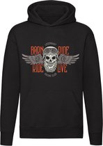 Born To Ride - Ride To Live Hoodie - club de moto - crâne - moto - vélo - unisexe - pull - pull - capuche