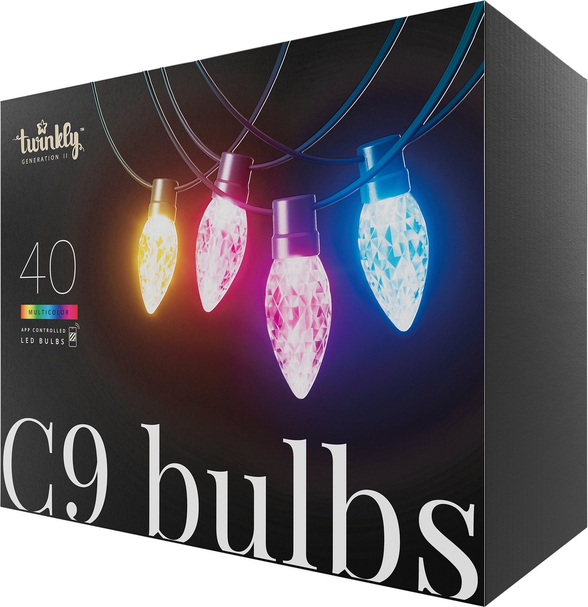 Twinkly C9 lampen - App gestuurde - LED-lichtslinger met 40 RGB (16 miljoen kleuren) LED's - 12m - Groene kabel - Slimme buitenverlichting – foto 5