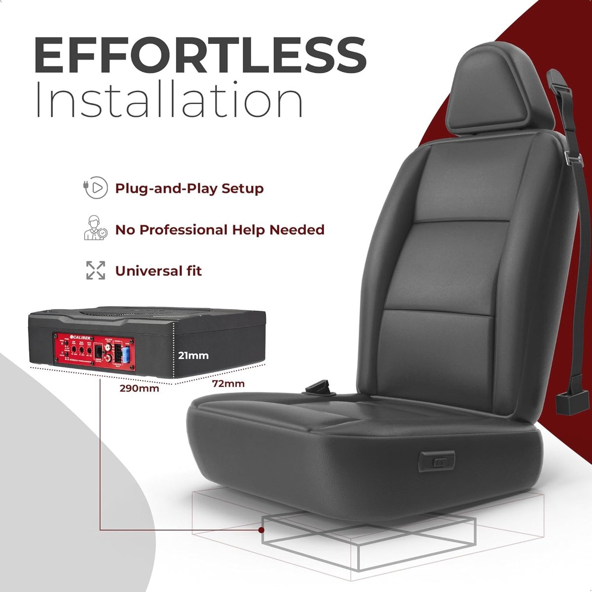 Auto Subwoofer Set met Versterker - 500W - Underseat Subwoofer met Afstandsbediening - Compact 290x210x72mm – foto 3