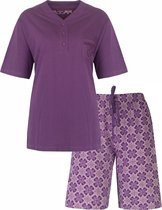 Medaillon Dames Shortama - Pyjama Set - Korte Mouwen - Lila - Maat M