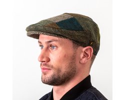 Hatman of Ireland Patchwork traditional 100% Donegal Tweed groen/ bruin mix maat M (58cm)