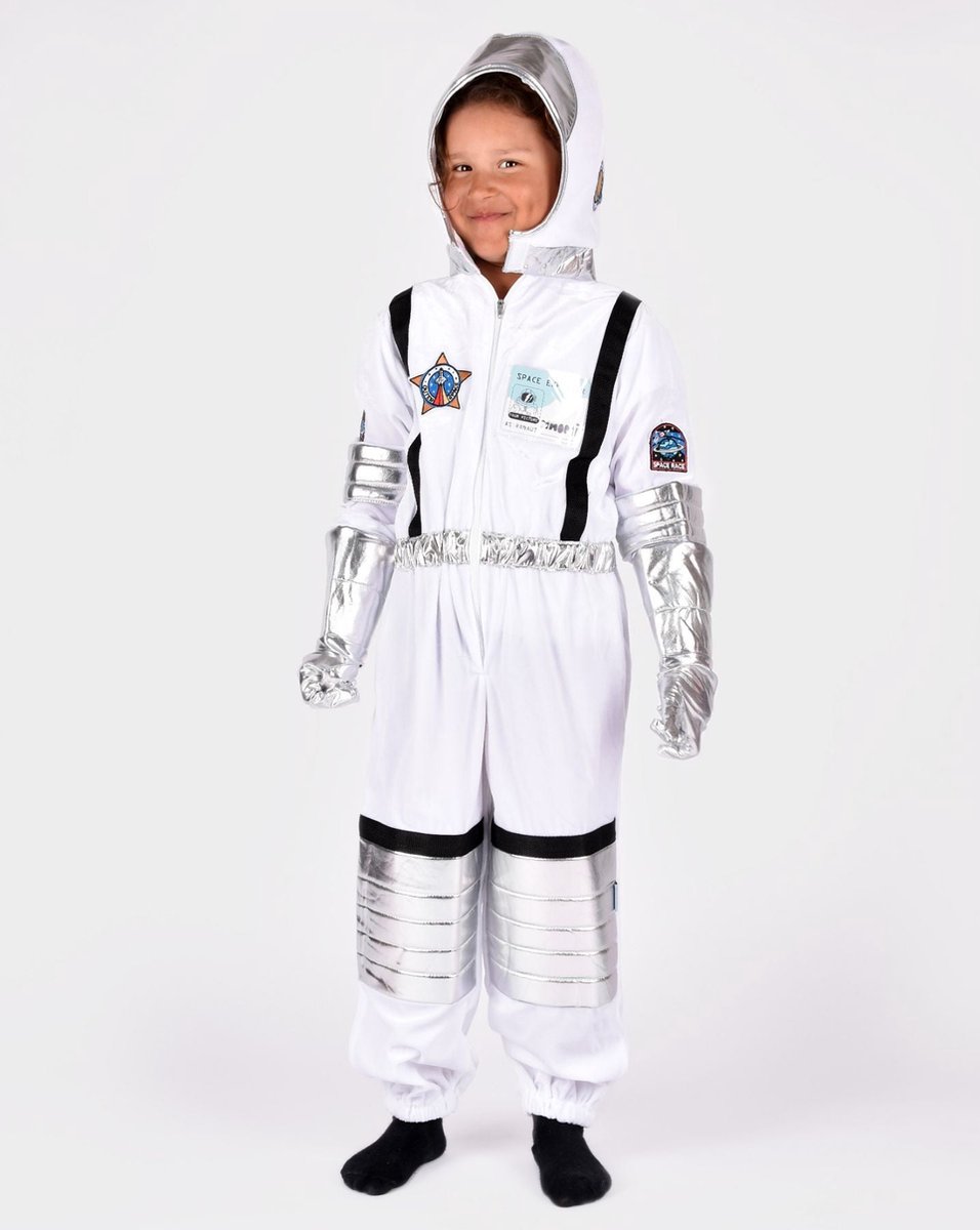 Den Goda Fen Verkleedkledij Astronaut Kostuum - 110cm - 4 jaar - Wit