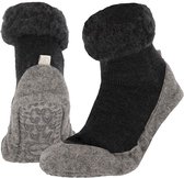 Morethansocks - Chaussettes pantoufles unisexes - Anthracite - Taille 39/40 - Chaussettes d'intérieur - Chaussettes pantoufles antidérapantes