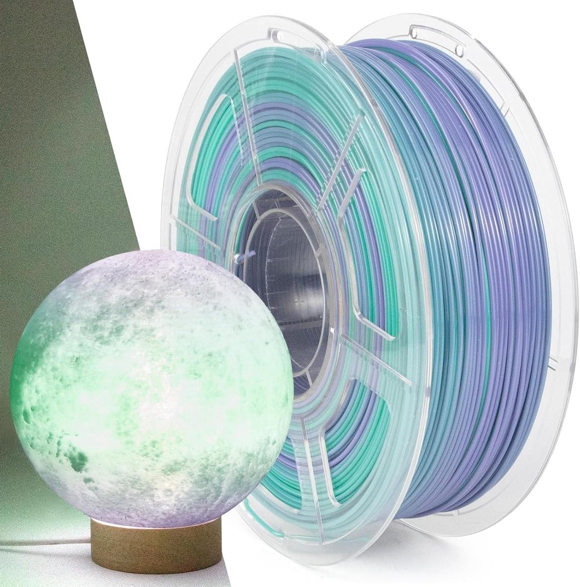 3D Printer Filament 1.75 mm PETG Gradual Rainbow-Green-Purple 1KG Spool - Size Accuracy +/- 0.02 mm
