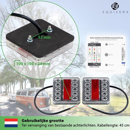 Equivera Siècle des Lumières de remorque - Set Siècle des Lumières de remorque - Éclairage de remorque - Siècle des Lumières de remorque