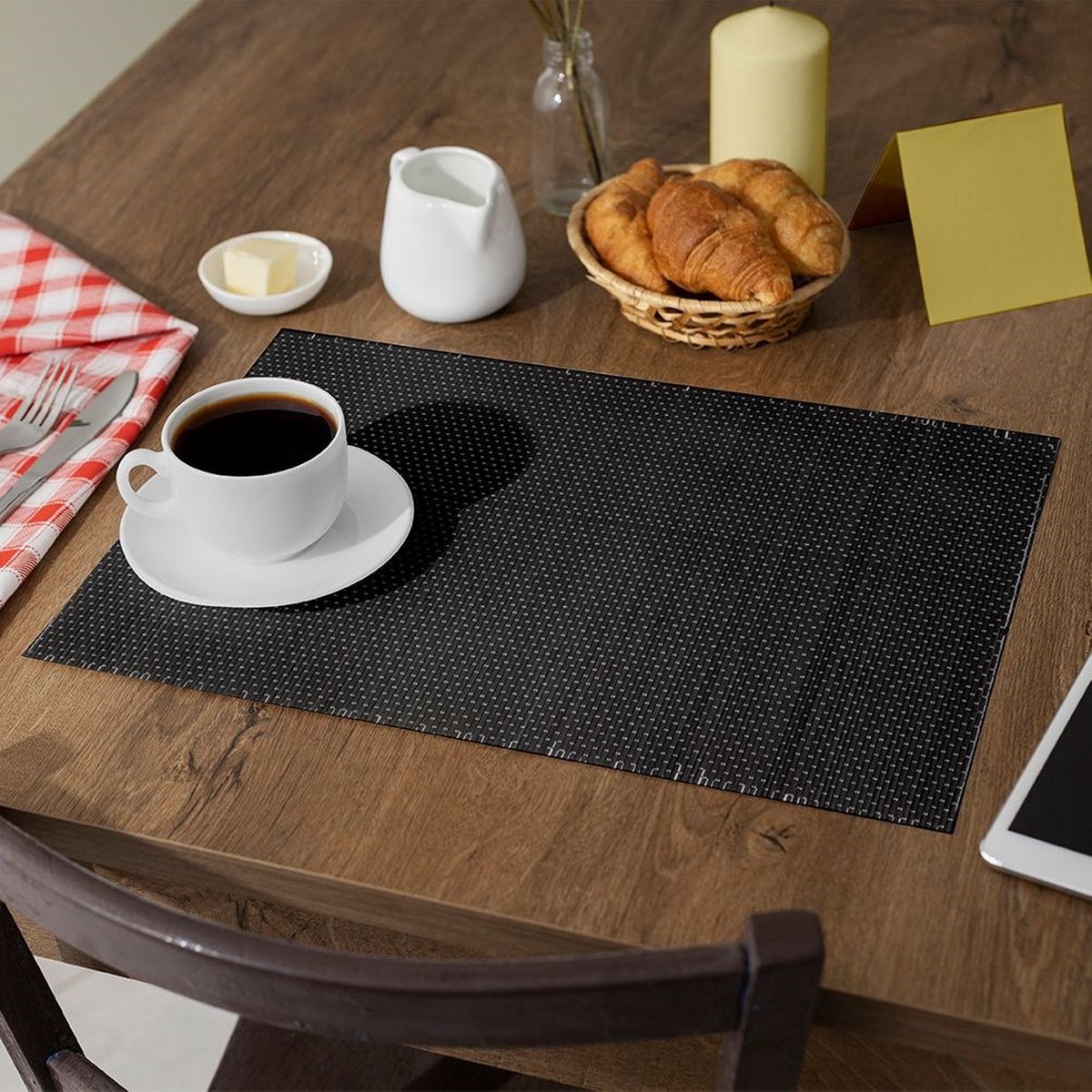 Bamboe tafelsets, set van 4, vuilafstotend, antislip en hittebestendige