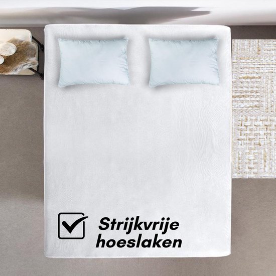 Sleeps Jersey Stretch Hoeslaken - 100% Katoen - 160x200 cm - Wit - Strijkvrij van Sleeps — afbeelding 3