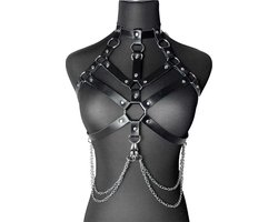 Leather Look Harnas met Ketting - Dames Lingerie - BDSM - Verstelbaar - Topje - Festival - Seks