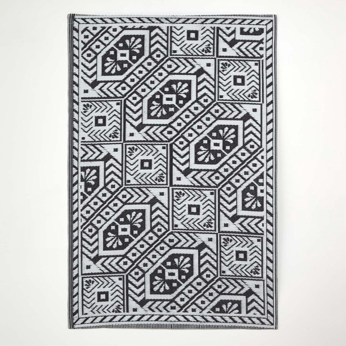 Homescapes buitenkleed zwart–wit patroon, 122 x 182 cm