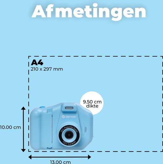 Denver Kindercamera Full HD met Printer - Selfie Camera - 48MP - Digitale Camera Kinderen - Foto en Video - Spelletjes - KPC1370 - Blauw