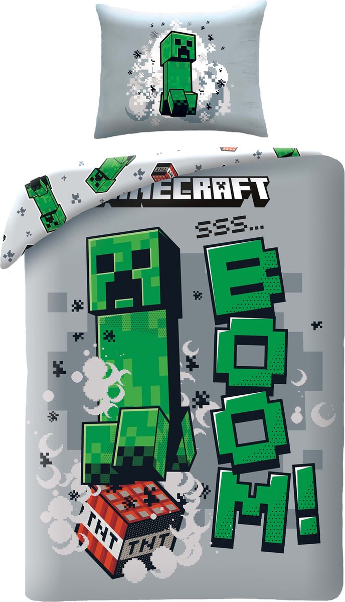 Minecraft Creeper Dekbedovertrek - 140 x 200 cm - 70 x 90 cm - Polyester