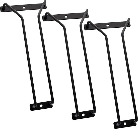 Dianoo 35CM Wijnglas Rack Onder Kast Zwart, Wijnglas Houder Onder Plank, Wijnglasrek, Glazen Opslag Hanger Voor Bar Keuken 2 Rijen