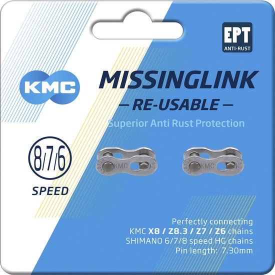 KMC Verbindingsschakel 7/8-speed - Herbruikbaar - EPT antiroest - 7,3 mm - 2 stuks van KMC — afbeelding 2