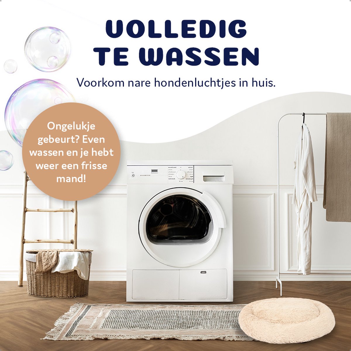 Pet Perfect Donut Hondenmand 100 cm - Fluffy Hondenkussen - Hondenbed - Crème - Wasbaar thumbnail 5
