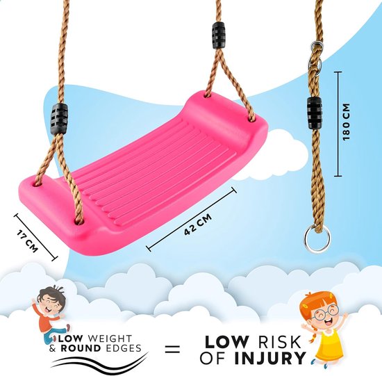 Balançoire Extérieure Kugooyi Siège Bois Adulte Enfant - Corde Chanvre Réglable