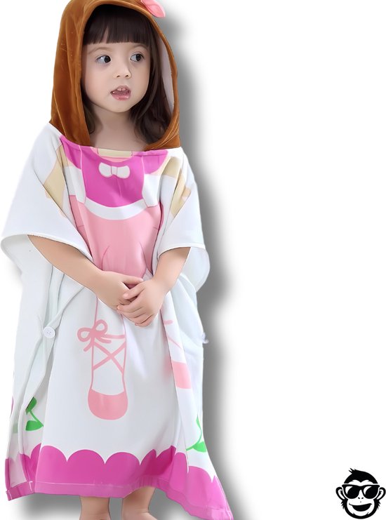 BoefieBoef Kinder Badponcho - Baby Badcape - Microfiber Kleuter Badjas Met Capuchon - Kerst Cadeau - Peuter Strandponcho Voor Kinderen tot 6 jaar - 60x90cm - Ballet Dansen Roze Wit - jongens - meisje - Peuter - Zomer - Strandlaken - Surfponcho van Merkloos — afbeelding 5