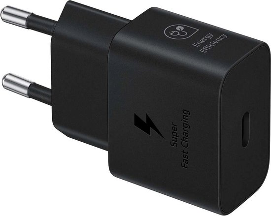 Foto: Originele samsung 25w energy efficiency usb c power adapter zwart power delivery 3 0 en quick charge universeel bescherming tegen oververhitting en kortsluiting