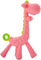 DW4Trading® Bijtring baby giraffe siliconen 12,5x8cm roze