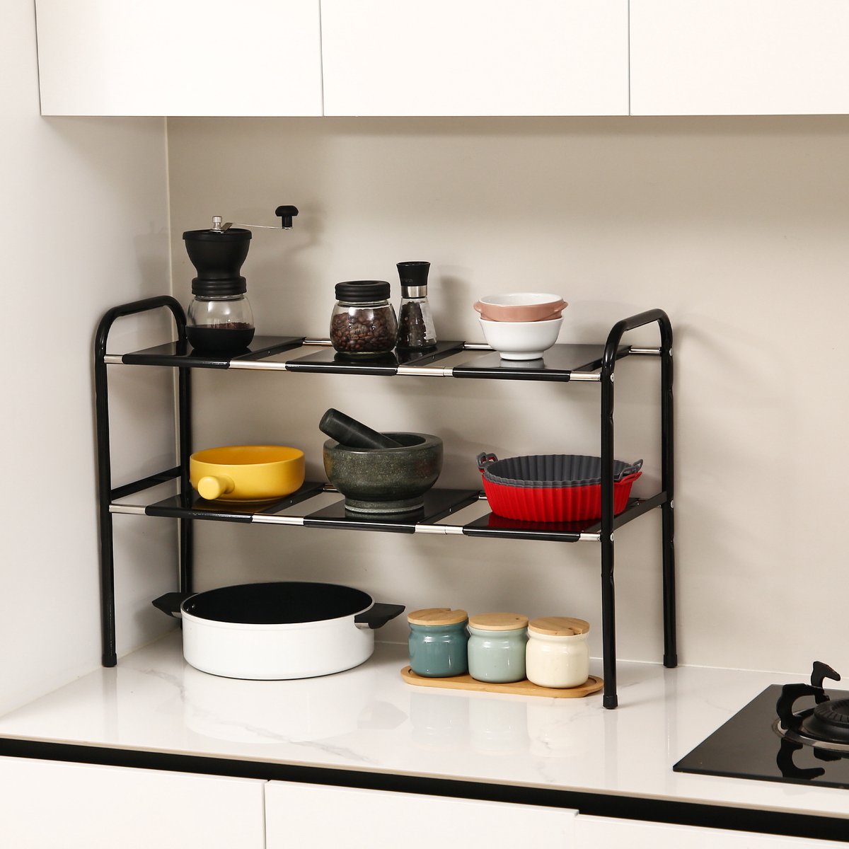 Behave Keuken Organizer - Aanrecht organizer - Keukenkast - Keukenrek - Gootsteen organizer - Verstelbaar - Zwart — cadeau in Cadeau-ideeën - foto 3
