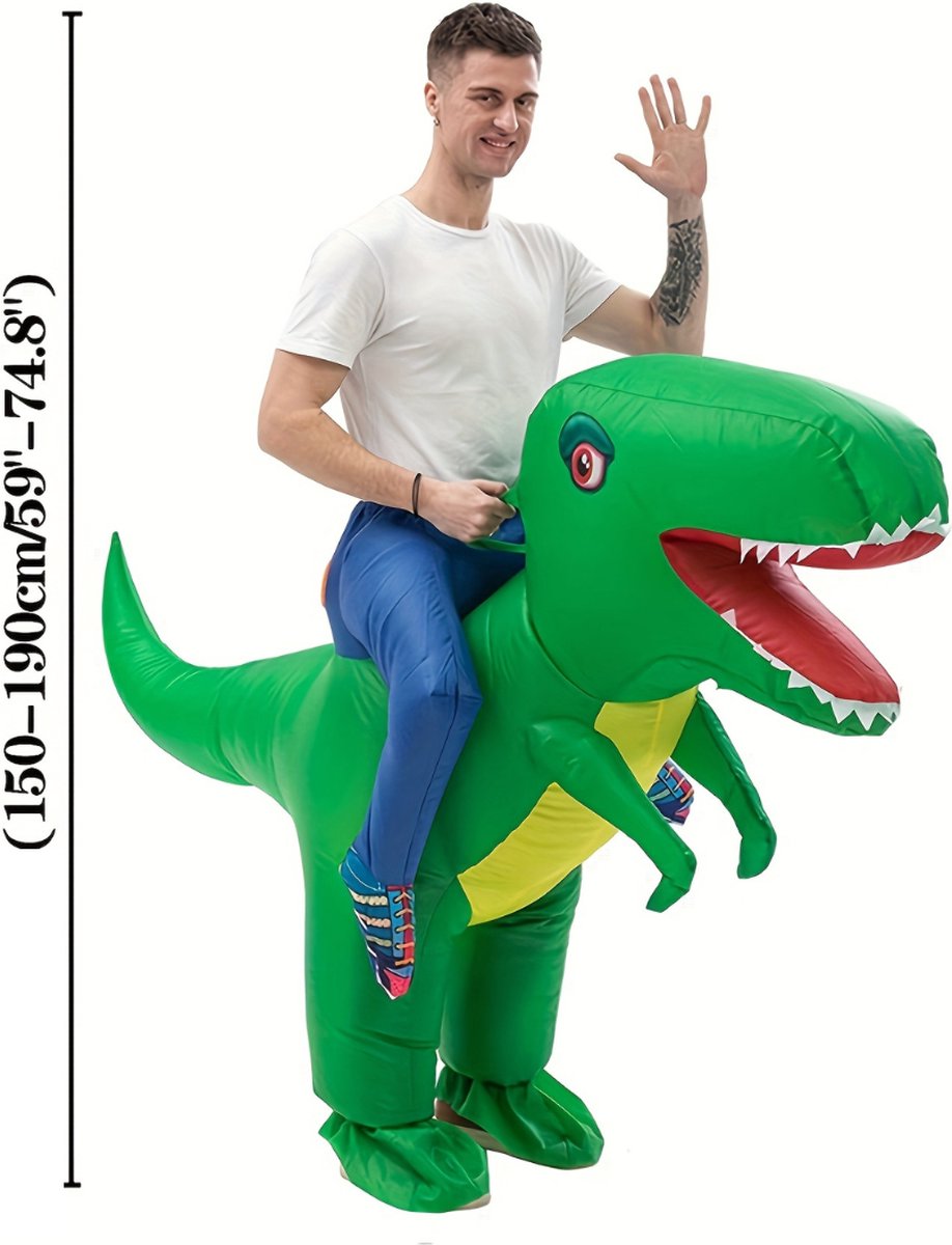 Bovista Halloween Kostuum - Halloween Outfit - Volwassenen - T-Rex - Dino - Opblaasbaar - Costume - Carnaval