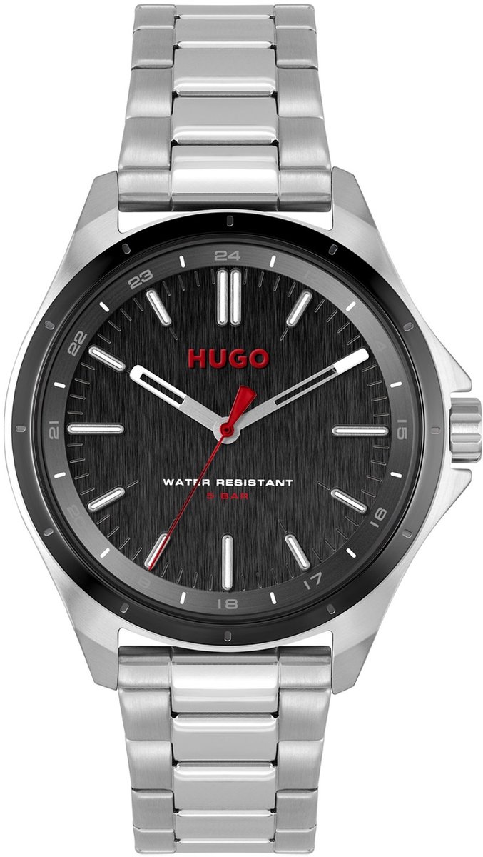 HUGO HU1530323 #COMPLETE Heren Horloge - Mineraalglas - Staal - Zilverkleurig - 42 mm breed - Quartz - Vouw-Vlindersluiting - 5 ATM (douchen)