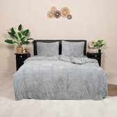 Decoware® Teddy Fleece dekbedovertrek - Grijs - 140x220 + 60x70 cm