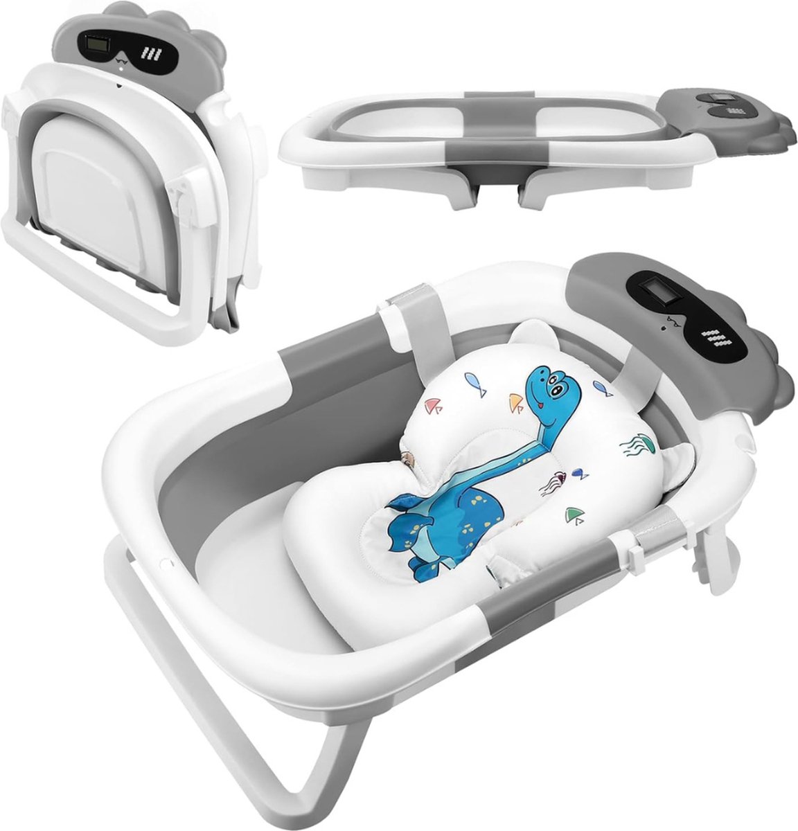 Goedkoopste Goodivery - Babybadje met standaard -babybad -luma bad - luma bad- en verzorgingsset - 44 x 31 x 20cm - Grijs