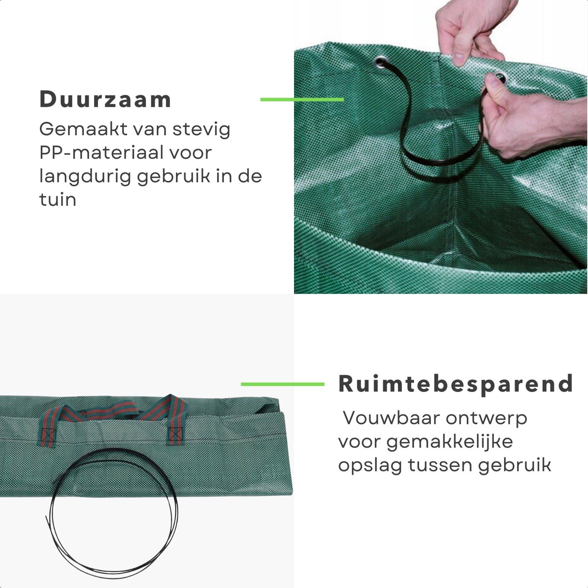 Opvouwbare Tuinafvalzak 125L - Opvouwbare afvalzak - Afvalzakken - Prullenbak - Tuinzak - Wasmand - Bladzakken - Grote Zak met Hengsels - 50x60cm - Duurzaam en Handig - Inclusief EBOOK — cadeau in Cadeau-ideeën - foto 7