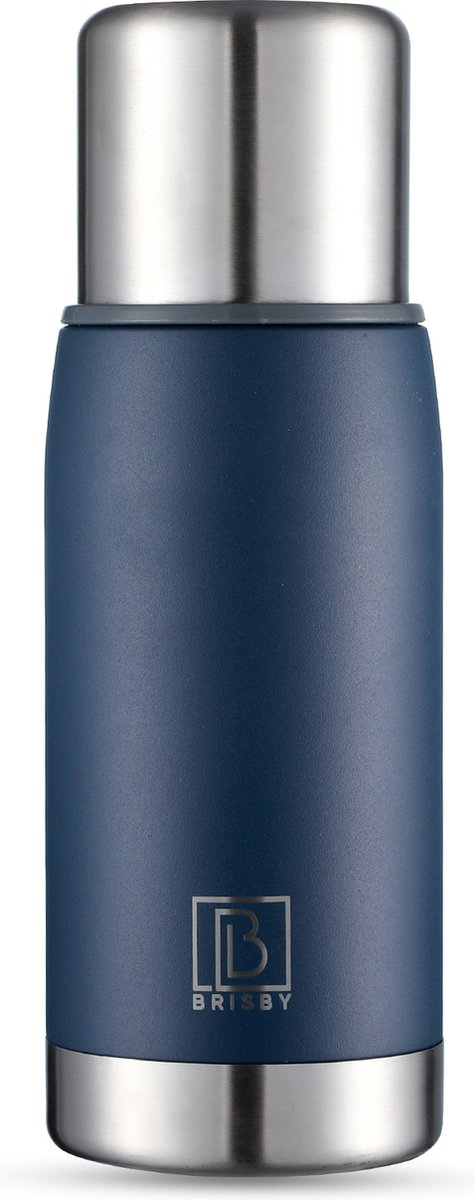 Brisby RVS Thermosfles - Thermosbeker - Thermoskan - Isoleerfles - BPA Vrij - 24 Uur Koud - 12 Uur Warm -Blauw
