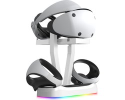 PlayCool Oplaadstation - Voor PS VR2 Headset & Controllers - Snellader - Met LED indicatoren - Oplader voor controllers - Accessoires - Oplaadstation - Wit