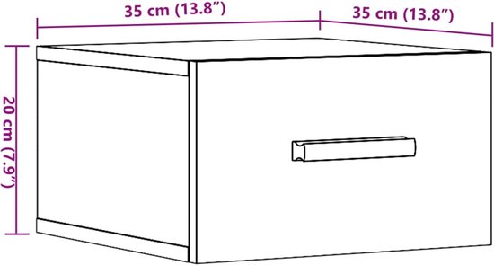 vidaXL Table de chevet - Fixation murale - 35x35x20 cm