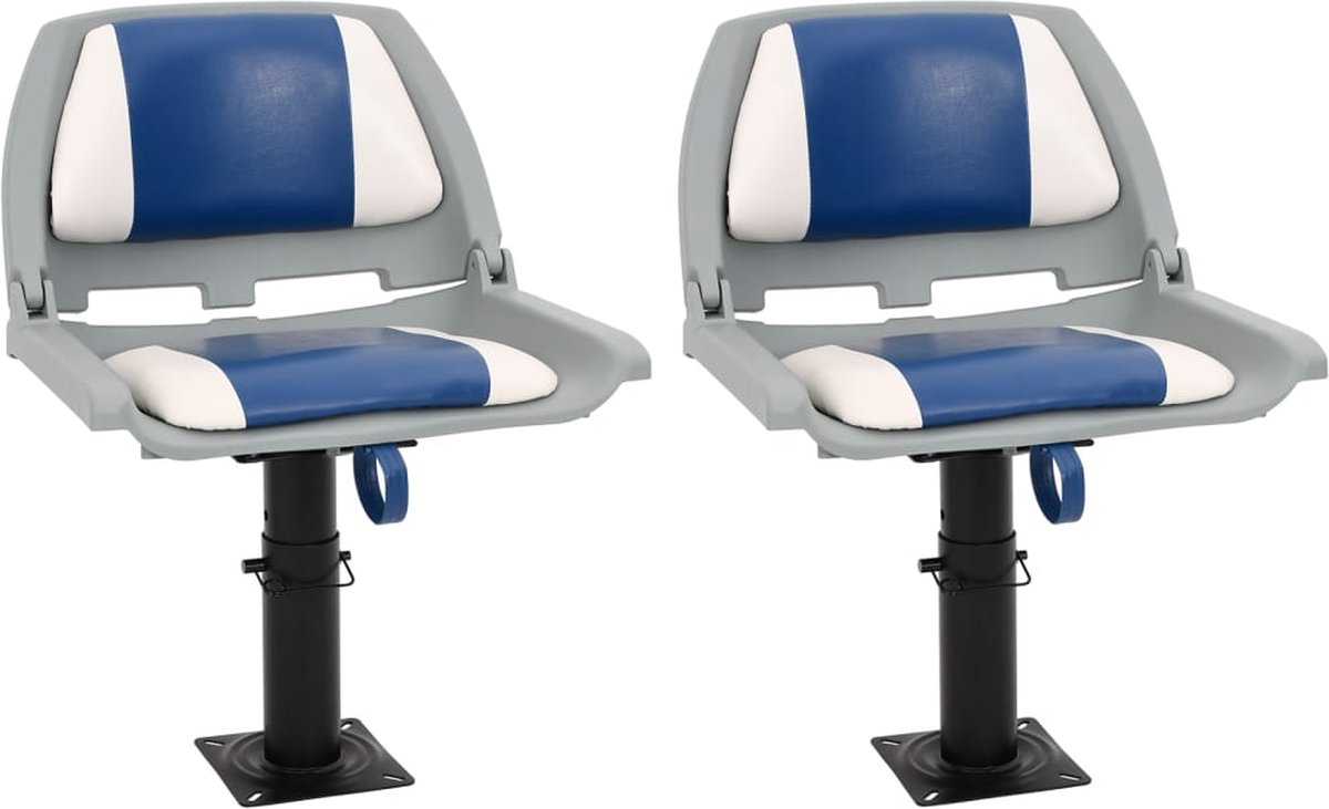 vidaXL - 4-delige - Bootstoelenset - inklapbaar - 48x51x41 - cm - blauw - en - wit