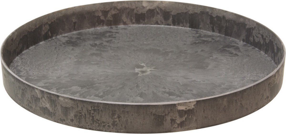Othmar Decorations Kaarsen plateau/dienblad - grijs - D27 cm - kunststof - rond