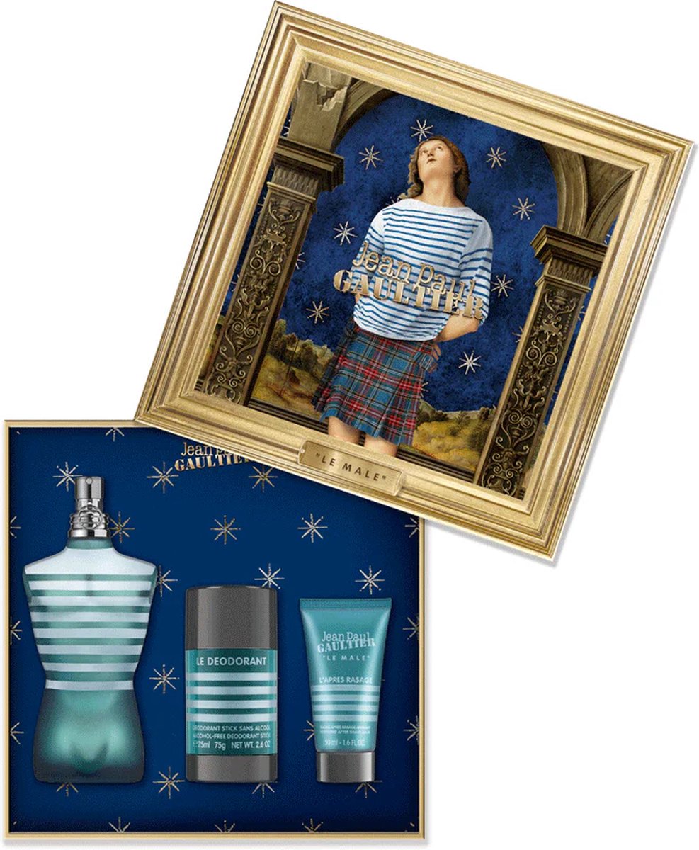 Jean Paul Gaultier Le Male Eau de Toilette 125ml + Aftershave Balm 50ml + Deodorant Stick 75g - 3 Piece Gift Set for Men – foto 2