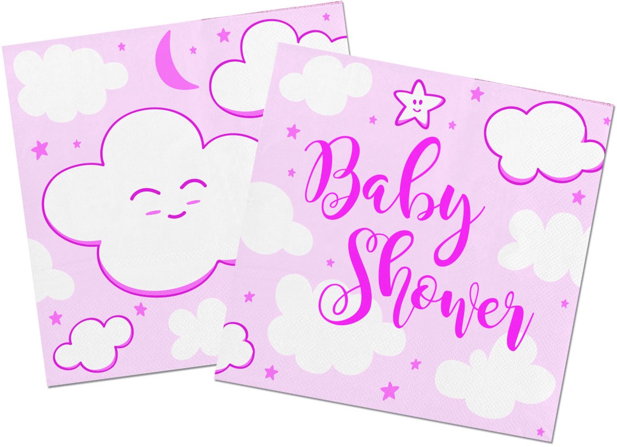 Folat - Servetten Baby Shower Roze (20 stuks)