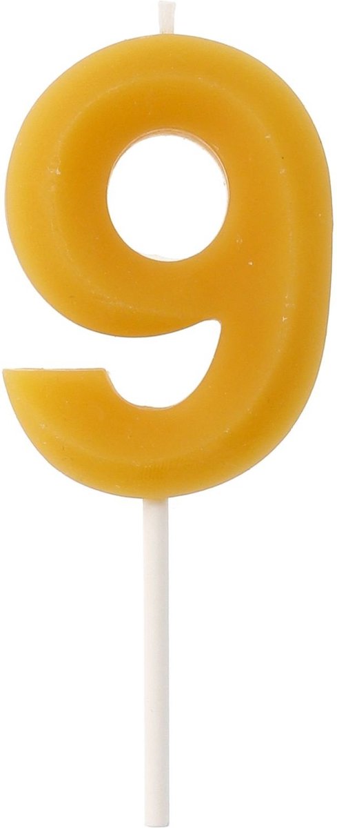 Kaars - Cijfer 9 - Bijenwas - 4,5 cm