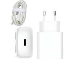 USB C Adapter met USBC naar USB C Kabel 1 Meter - 25W Super Fast Charge - Geschikt voor Samsung Snellader - Wit