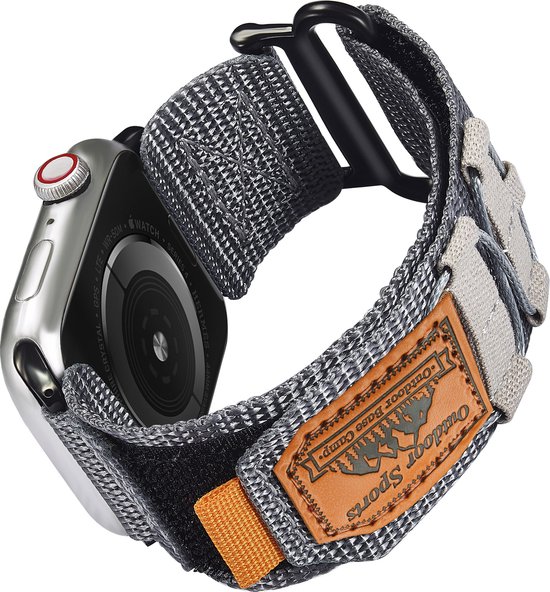 Stravo Hoogwaardige nylon horlogebandje – Geschikt voor Apple Watch 46mm (Series 11/10), 45mm (Series 9/8/7), 44mm (Series 6/5/4, SE 3/2/1), 49mm (Ultra 3/2/1) – Sport Loop bandje – Grijs